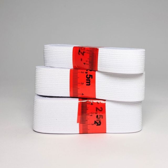 Braided White Elastic - 2.5m Pre-cut - Various Sizes