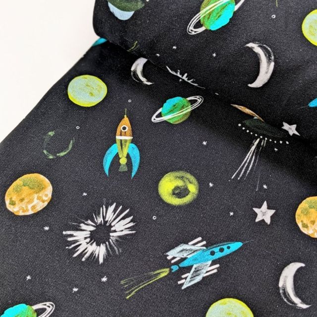 Planets and Spaceships - French Terry -  Black