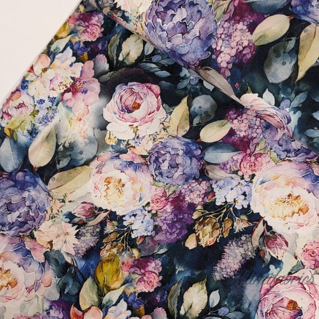 Viscose Jersey with Roses and Hydrangeas Version 2 