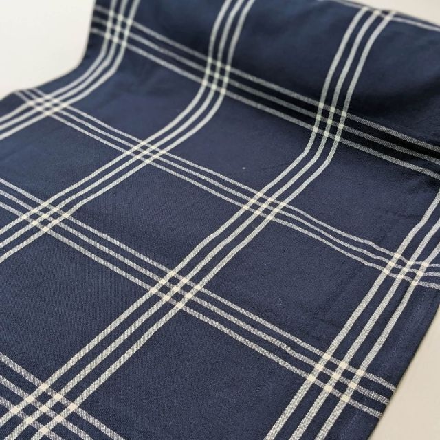 Vista Toweling 18" Wide Pre-Hemmed Sides - Pieces to Treasure by Moda - Dark Blue with White Grid (330) per 1/2m