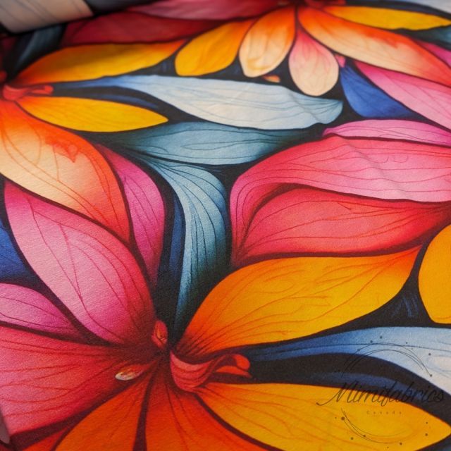 Viscose Jersey with Large Scale Abstract Leaves - Colorful