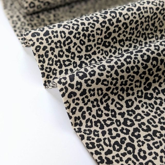 Cotton Poplin - Mini Leopard - Sand