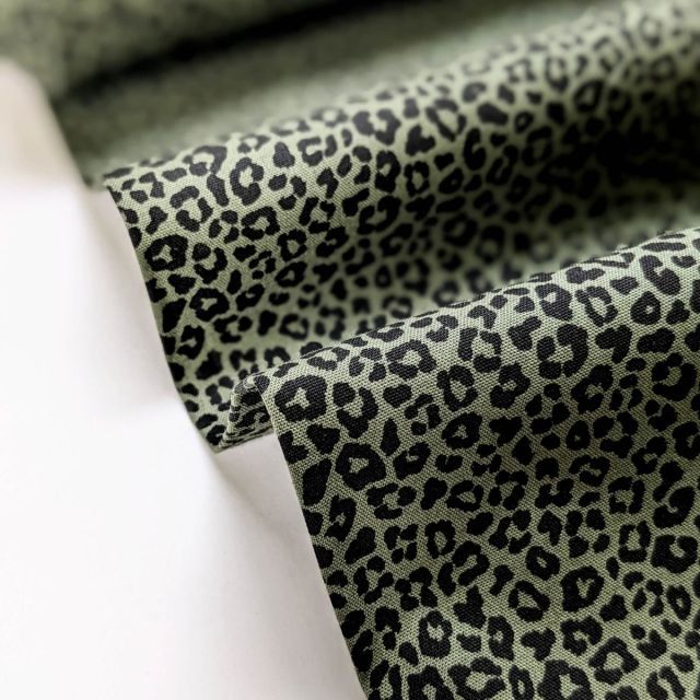 Cotton Poplin - Mini Leopard - Khaki