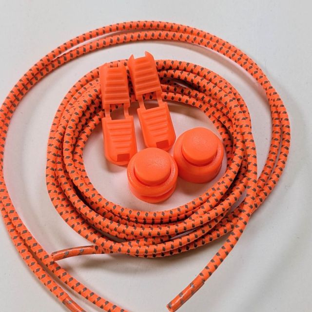 Reflective Elastic Shoe Lace Kit - Neon Orange