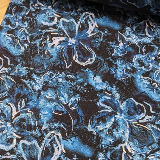 Painted Flowers - Navy - French Terry