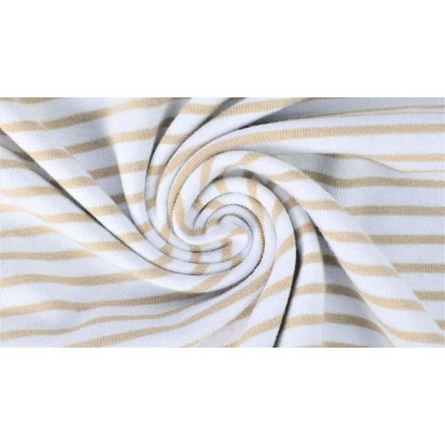 Stripes 2mm/5mm - Light Beige and White - Yarn Dyed