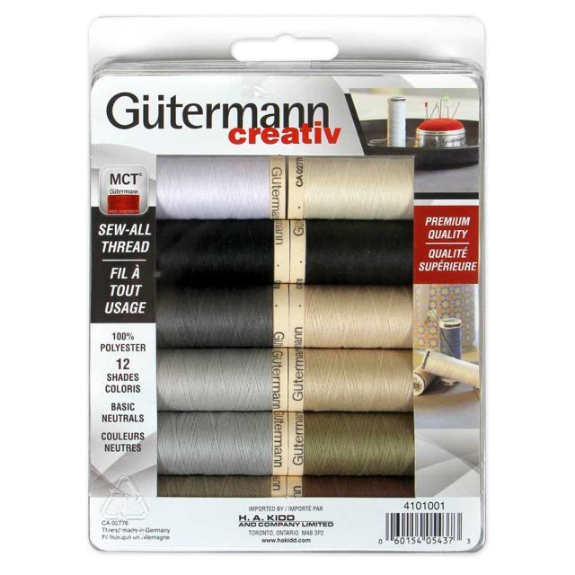 GÜTERMANN 12 pc Sew-All 100m Thread Set - Neutral Colours