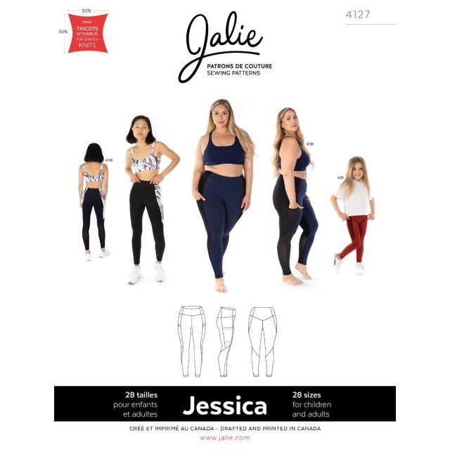 Jessica  Leggings with side pocket Pattern by Jalie #4127