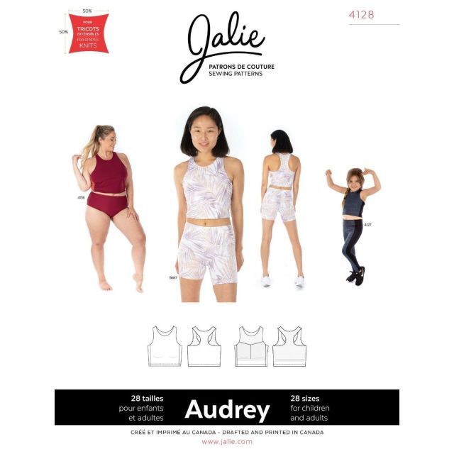 Audrey Cropped Workout Top Sewing Pattern by Jalie #4128