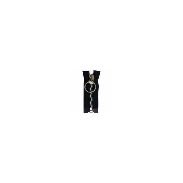 One-way Metal Separating Zipper 65 cm - Black