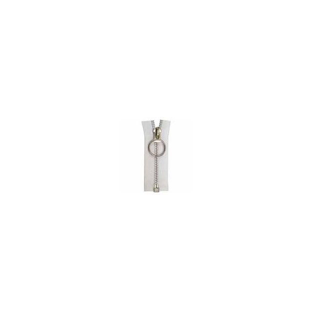 One-way Metal Separating Zipper 65 cm - White