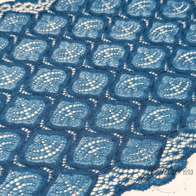 Elastic Lace Band 21cm wide - Onion Shapes with Scalloped Edge - Teal Col. 26 (French Lace)