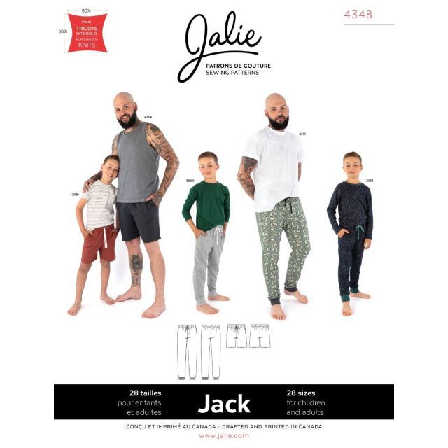 Jack Pull-on jersey lounge pants and shorts 4348 by Jalie