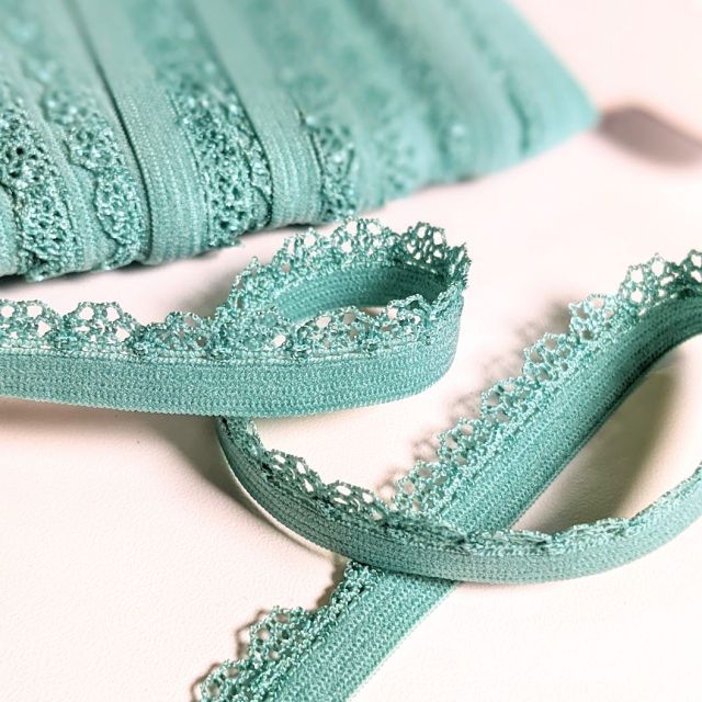 Picot Lace Trim 12mm - Dark Seafoam Green Col. 927