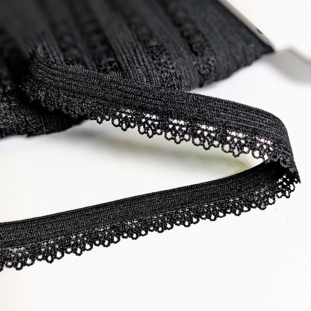 Picot Lace Trim 12mm - Black Col. 940