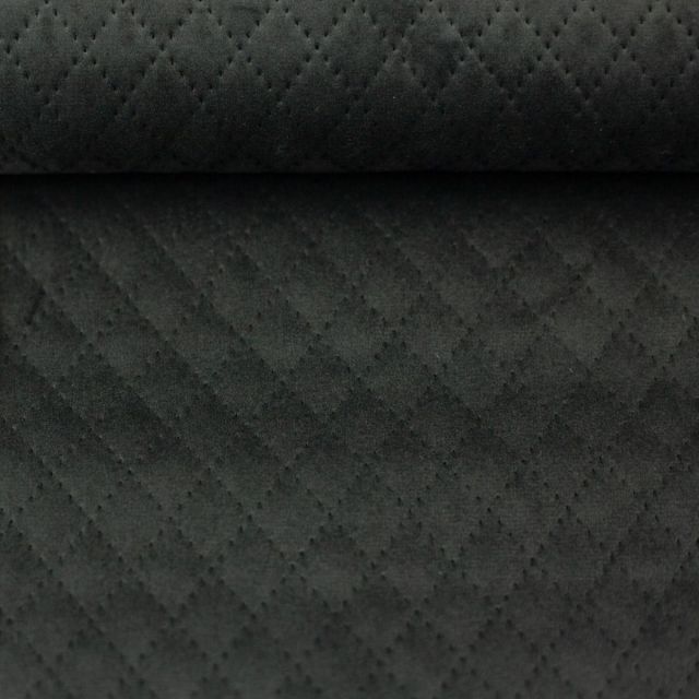Quilted Velvet with Padding "Tokyo" - Charcoal 