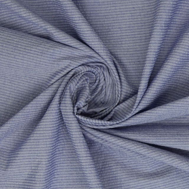 Seersucker "Anneli" 100% Cotton - Denim Blue