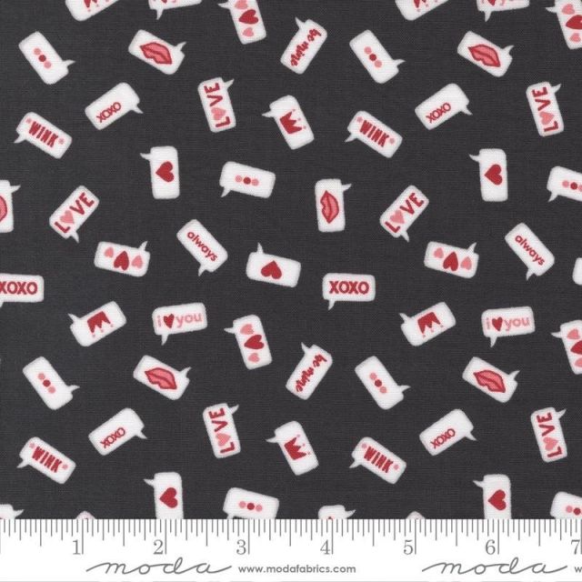100% Cotton - XOXO by April Rosenthal for MODA - MODERN LOVE ON INK