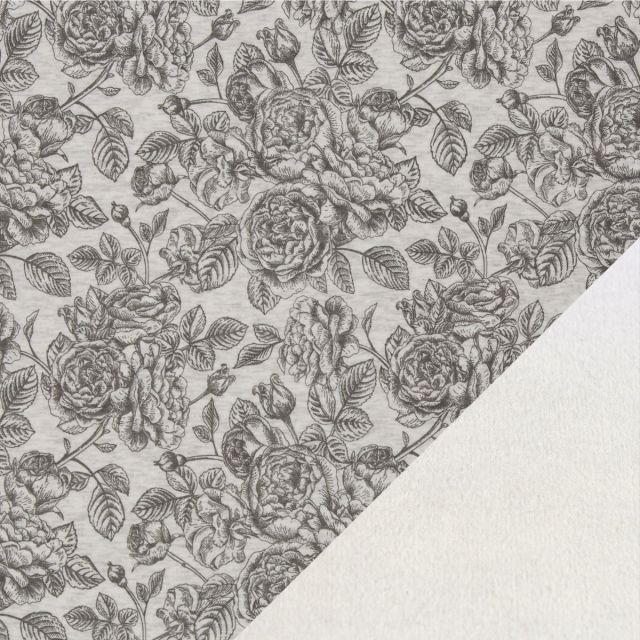 Alpine Fleece - Rose Drawing on Ecru