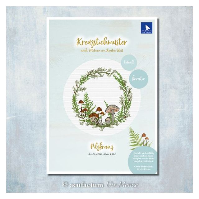 Cross Stitch Pattern - Mushroom Wreath by Acufactum (Printed)