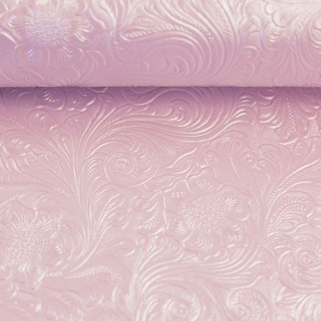 Faux Leather "Marlies" with floral texture - Light Pink -  LIMITED EDITION (Precut Panel approx 50cm x 135cm)