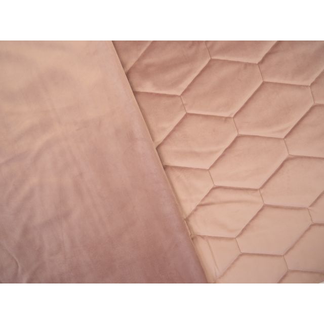 Velvet Quilted Fabric "OSAKA" with padding unlined - Diamond Shape Pale Rose - Swafing