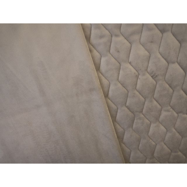 Velvet Quilted Fabric "OSAKA" with padding unlined - Zig Zag Shape Greige - Swafing