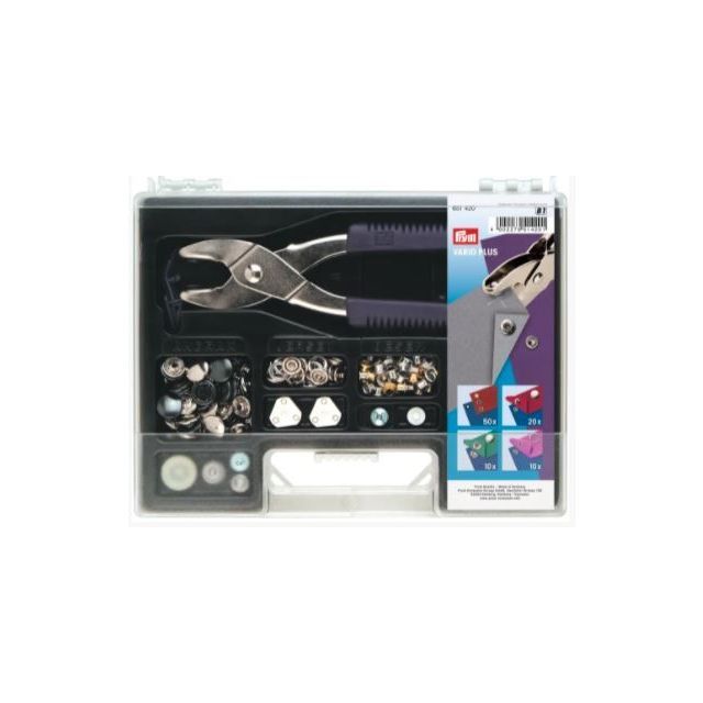 Vario-Plus Set - Vario Pliers in case with Anorak Snaps, Jersey Snaps, Sport Snaps and Eyelets - Dies and Case Included (651420)