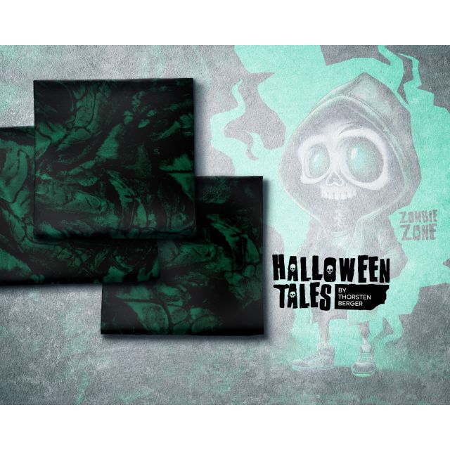 BOLT END - 125 CM - "Halloween Tales" by Thorsten Berger - French Terry Coordinate  - Grass Green Zombie Jr. "Leif"