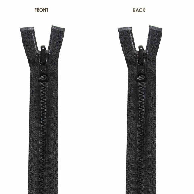 Activewear One Way Separating Reversible Tab Zipper - Black