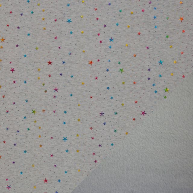 Alpine Fleece "Farsund" Light Grey Melange with Rainbow Stars