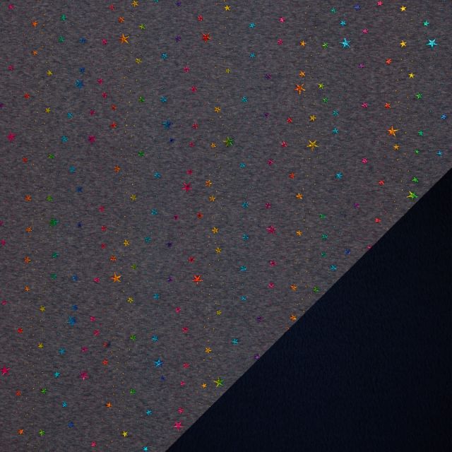 Alpine Fleece "Farsund" Midnight Blue Melange with Rainbow Stars