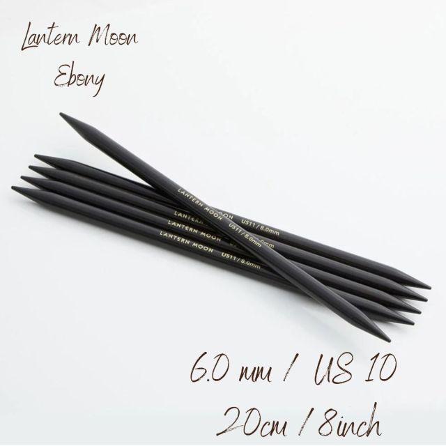 20cm - Ebony Double Pointed Needles - Lantern Moon - 6.0mm /  US 10