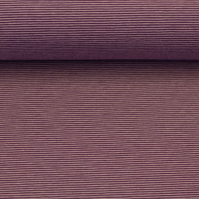 Cotton Jersey with Yarn Dyed Mini Stripes 1mm "Bella" Col. 8433 Burgundy/Rose