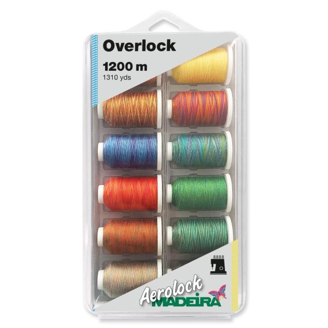 MADEIRA THREAD BOX - Blisterbox Aerolock 125 - Multicolor 12 x 1200 m Miniking, 3 colors