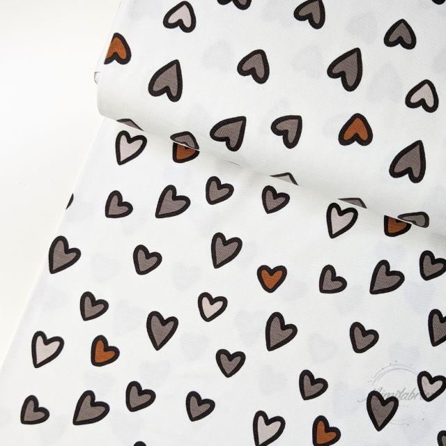 Neutral Colored Hearts on White Jersey