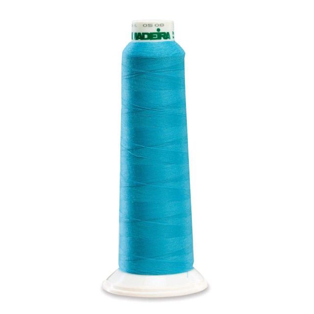 Madeira 9892 Polyester Serger Thread, Bright Turquoise 2000 Yd Cone