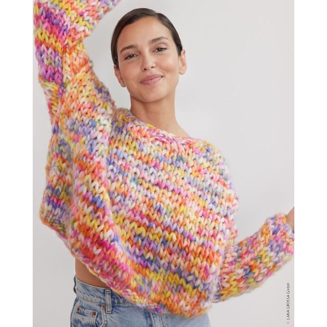 Size 36/38 - Sweater with Drop Stitch - Confetti  - Pattern + Yarn Bundle