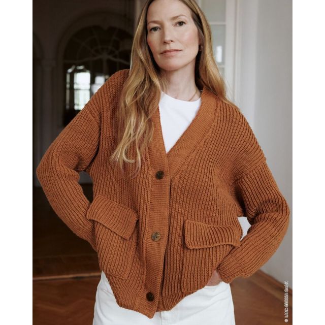 Size 44  - Half Brioche Cardigan  -  Cool Wool - Pattern + Yarn Bundle