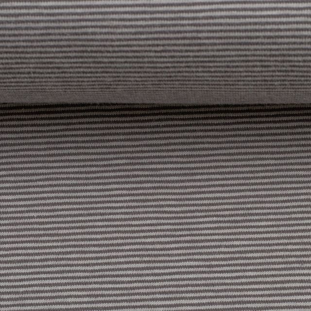 Cotton Jersey with Yarn Dyed Mini Stripes 1mm "Bella" Col. 3285 Light/Dark Grey