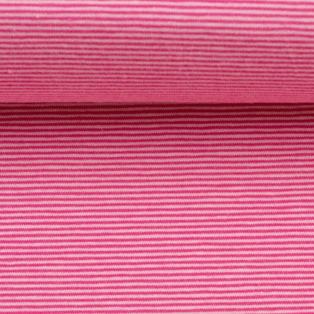 Cotton Jersey with Yarn Dyed Mini Stripes 1mm "Bella" Col. 1935 Pink/Erika