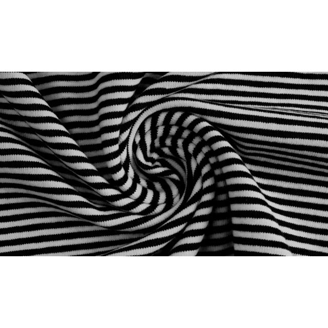 Mini Stripes 2mm - Black and White - Yarn Dyed