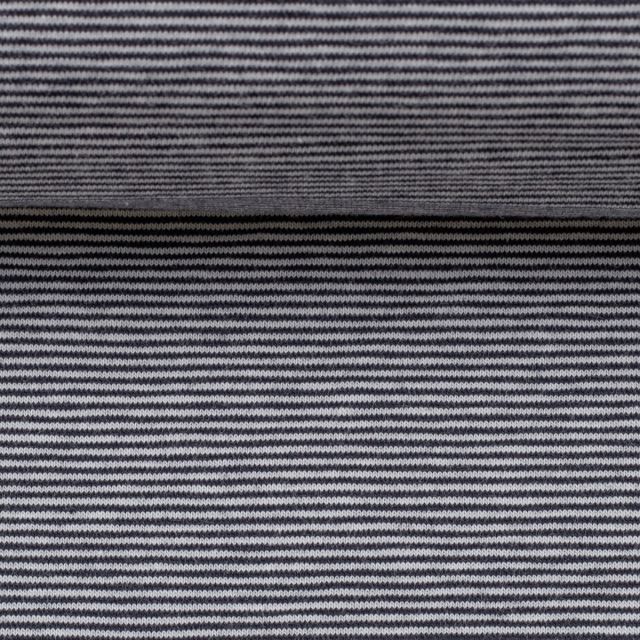 Cotton Jersey with Yarn Dyed Mini Stripes 1mm "Bella" Col. 8011 Dark Blue/White