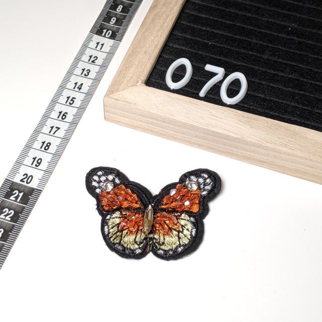 Patch 070 - Embroidered Monarch Butterfly with Beads 8x6cm - Iron On