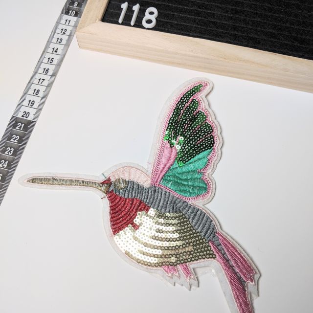 Patch 118 - Sequin Hummingbird 16x19cm - Iron On
