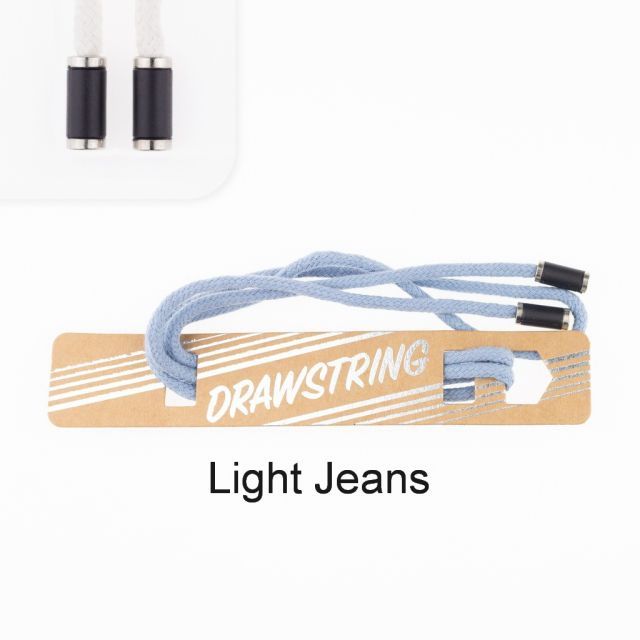 Light Jeans- 5mm Cording with Black with Silver Trim Cord End col. 481