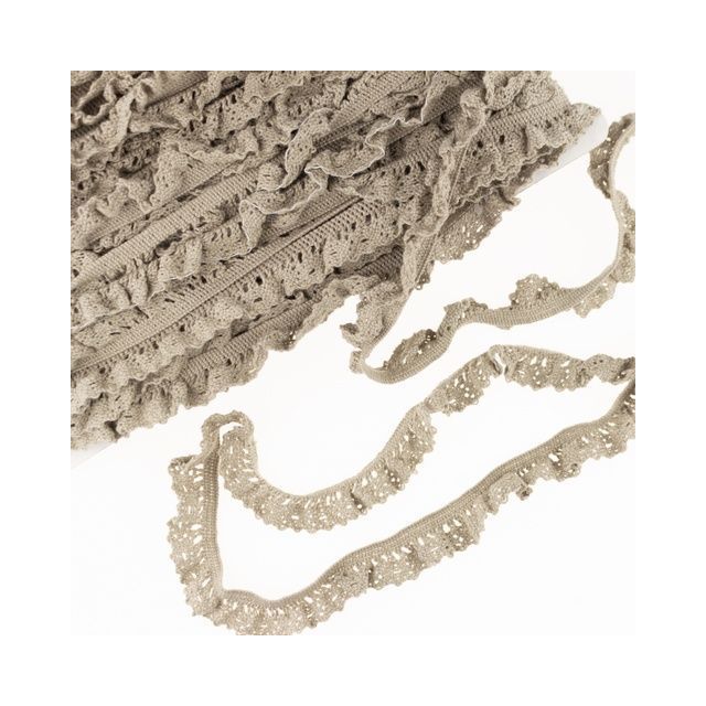 Elastic Crochet Lace Ruffle - 15mm - Sand Col. 524