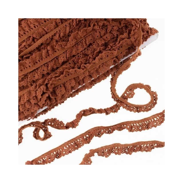 Elastic Crochet Lace Ruffle - 15mm - Brick Col. 525