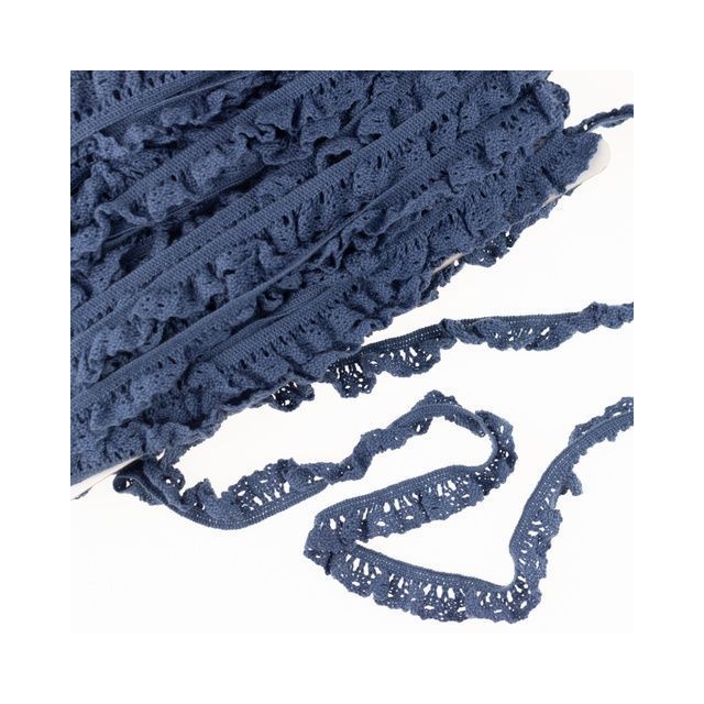 Elastic Crochet Lace Ruffle - 15mm - Denim Blue Col. 526