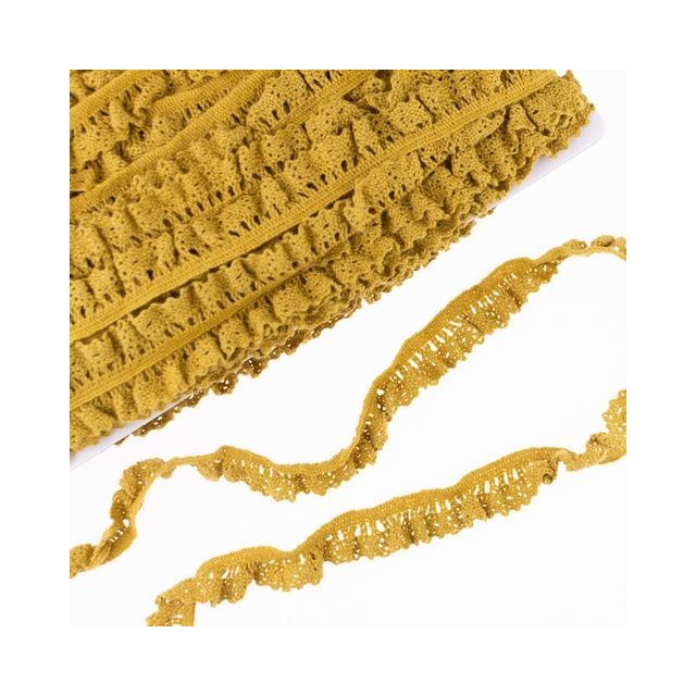 Elastic Crochet Lace Ruffle - 15mm - Ochre Col. 529